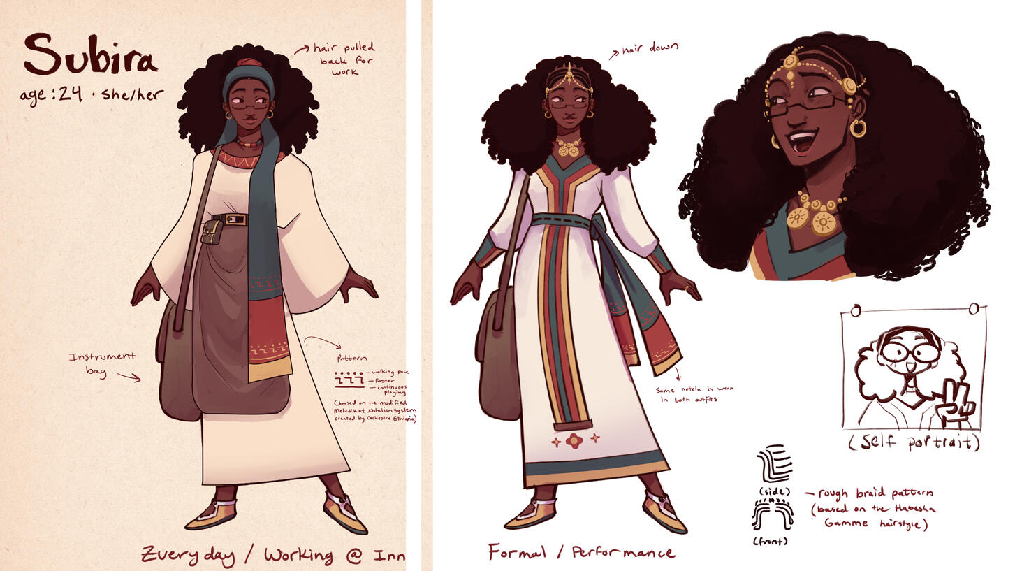 Subira Character Sheet + Alt. Outfits