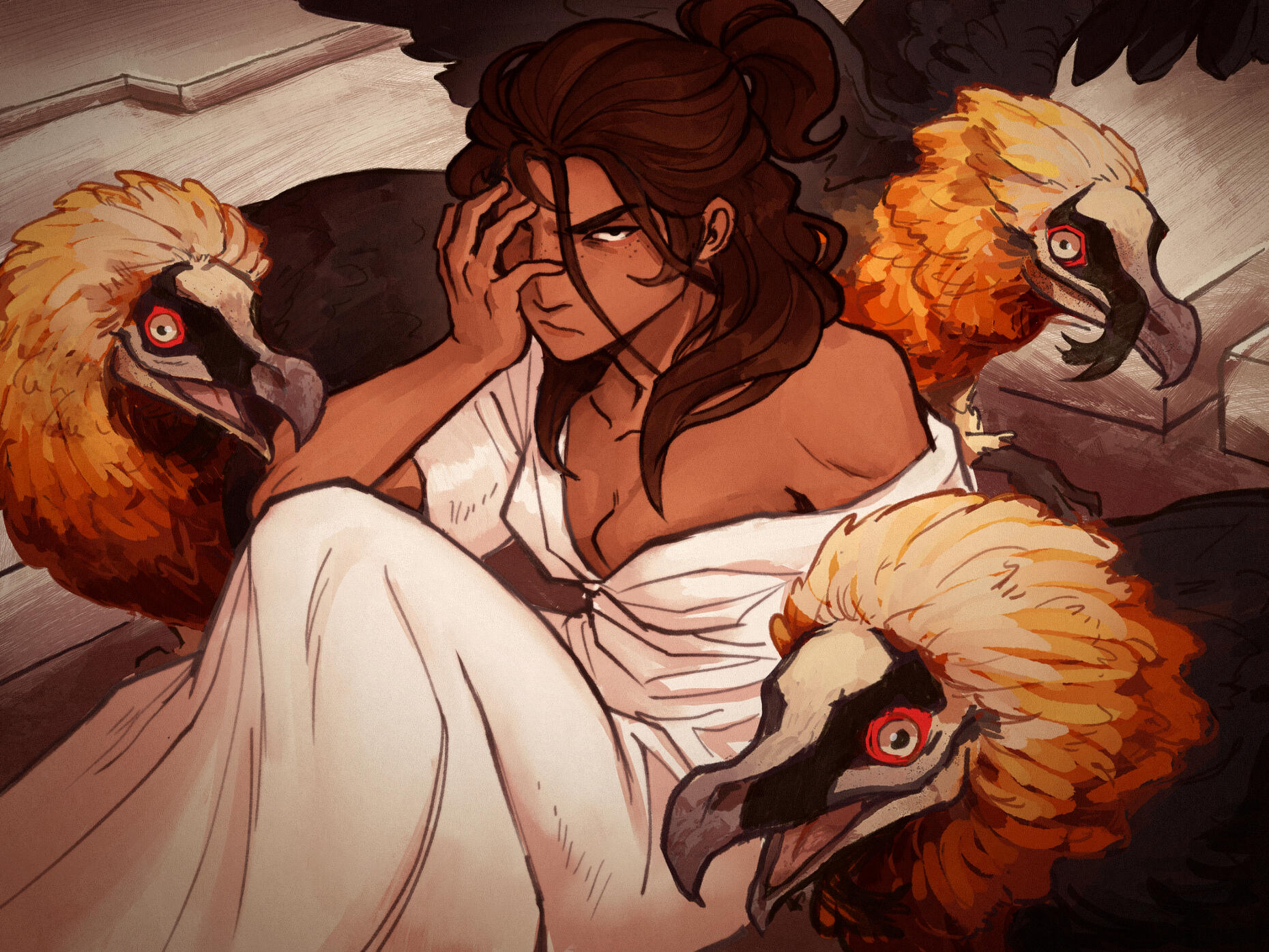 Awakening in the Tower of Silence (illustration for the Wuppets Association Playing Card Illustration Zine)